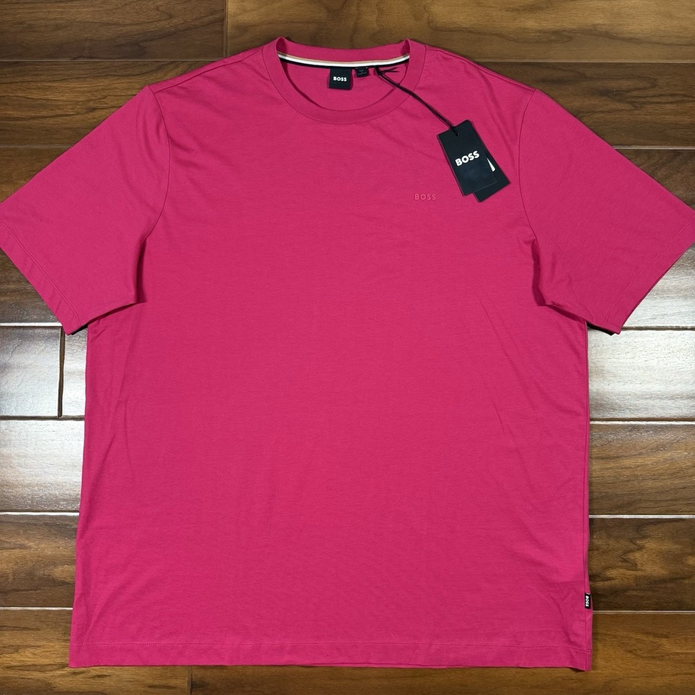 Hugo Boss‎ Men's Size 2XT Dark Pink Thompson Cotton Jersey Tee T Shirt